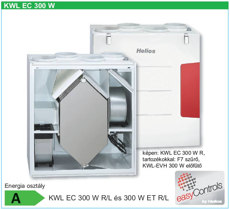 Helios KWL EC 300 W ET L központi szellőztető
